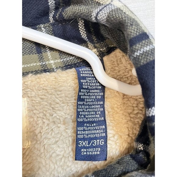 Wrangler Authentics Mens 3XL Flannel Shirt Sherpa Lined Green Plaid Shacket NWT - Picture 5 of 11